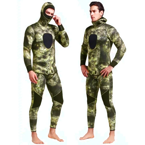 Aleefa Men’s 2-Piece 5mm Neoprene Wetsuit - Camouflage for Spearfishing/Scuba/Surfing, Keep Warm
