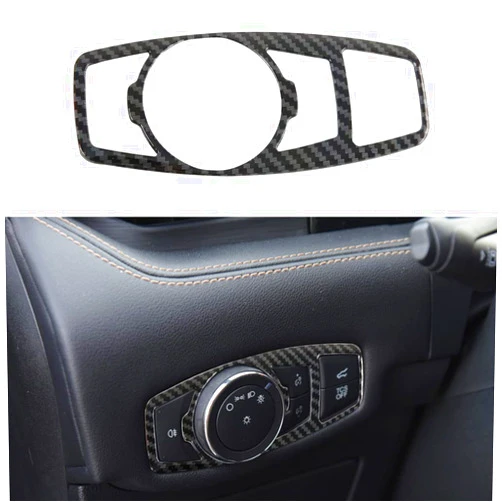 XITER ABS Carbon Fiber Headlight Adjustment Switch Panel Frame Cover fit for Edge 2015-2021,1Pcs Head-light Switch Adjustment Frame Sticker Interior Accessories (Carbon Fiber)