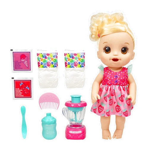 Baby Alive Magical Mixer Baby Doll, Strawberry Shake, Baby Alive Doll with Toy Blender, Baby Doll Set for Kids 3 and Up, Blonde Hair Frustration-Free Packaging