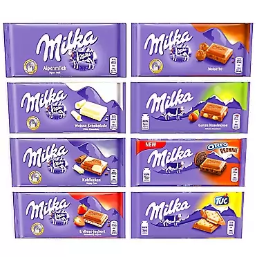 Milka Assorted Chocolates Variety Pack of 8 Bars (Bundle #1)