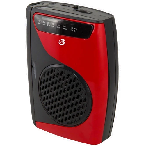 GPX Portable Cassette Player, Compatible With Headphone, 3.54 x 1.57 x 4.72 Inches, Requires 2 AA Batteries - Not Included, Red/Black (CAS337B) Black/Red