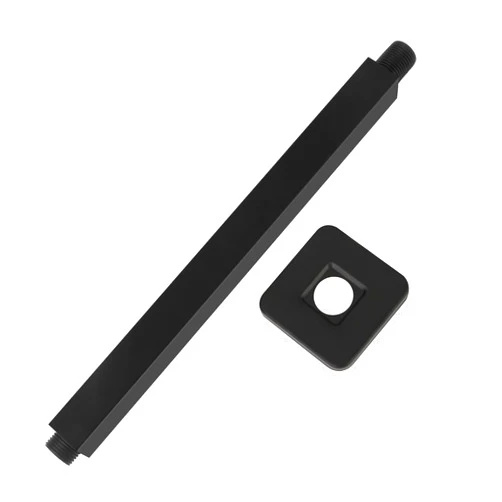 JIOTAR 12 Inch Square Ceiling Mounted Shower Arm and Flange -Square Straight Extension Pipe for Fixed Rain Shower Head Universal Connection