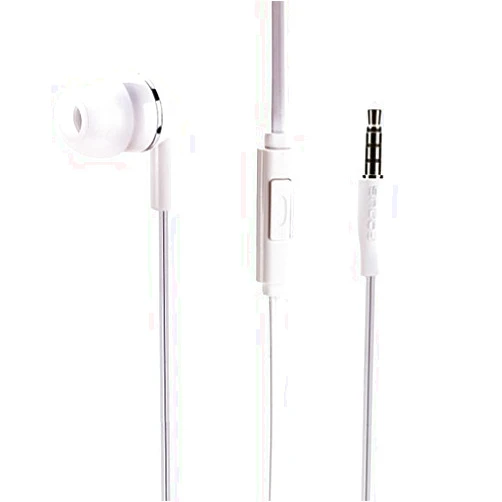 DNRPrime Premium Sound Flat Wired White Hands-Free Mono Headset Single Earphone Earbud w Mic for Verizon LG G3 - Verizon LG G4 - Verizon LG G5 - Verizon LG Google Nexus 5 - Verizon LG K8 V