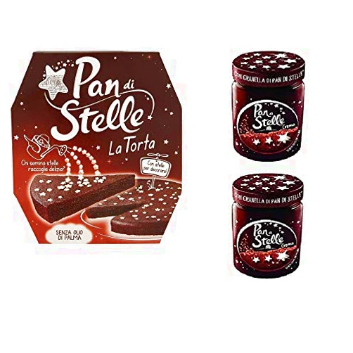 Generic Set Pan Di Stelle con 2 barattolo di crema spalmabile + torta pan di stelle con soffice e dolce goloso cacao