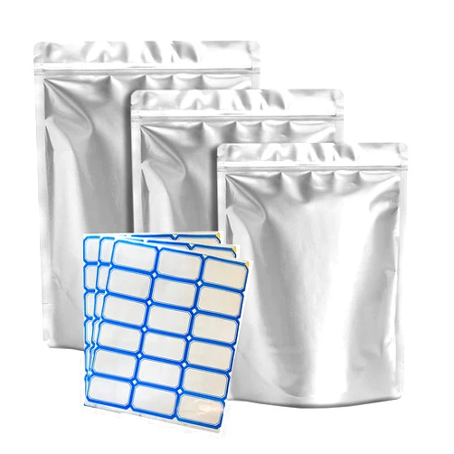 ROVATTA 30 Pieces 10 Inch Resealable Mylar Food Storage Bags-Double Sided Aluminum- Vacuum Sealing Resealable, For Long Term Food Storage- Odor and Heat Resistant, Stickers Included