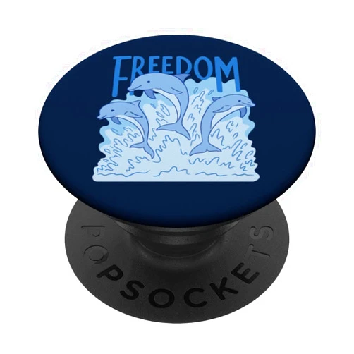 Freedom Meeressäuger Delfine Aquarellstil Freedom Dolphin Watercolour Style Blue Dolphin PopSockets Standard PopGrip