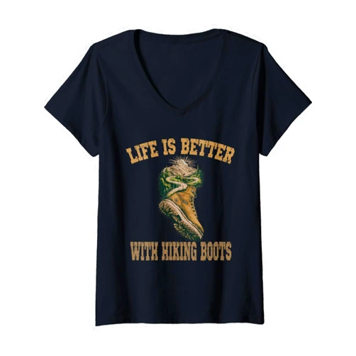 Enjoy the Adventure Vintage Outdoor Hiking Boots Womens Cool Hiking Boots Saying for Hikers for a Hiker V-Neck T-Shirt