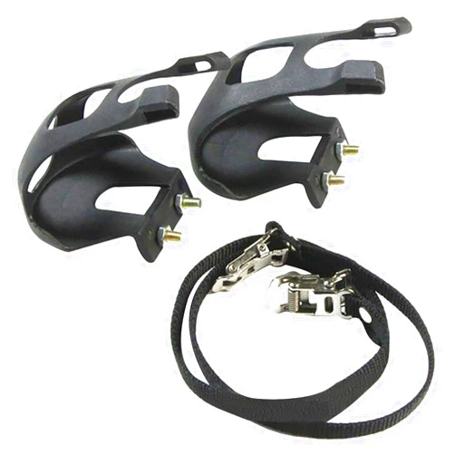 Reicyfang Bike Pedals, Bike Bicycle Toe Clips Cage Indoor Exercise Indoor Bike Pedal Adapters, Toe Clips Universal Replacement Parts with Strap Belts, Bicycle Pedal Foot Cover Plastic Bike Pedals