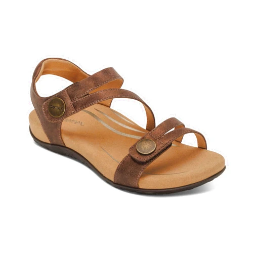 Aetrex Women's Jess Orthopedic Adjustable Quarter Strap Sandals - Comfort Memory Foam Fashion Flat Womens Sandals with Arch Support