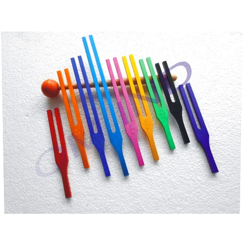 OM Industries Brand New 9 Sacred Solfeggio Color Tuning Fork with Rubber Mallet,Sound Therapy | DNA Repair.