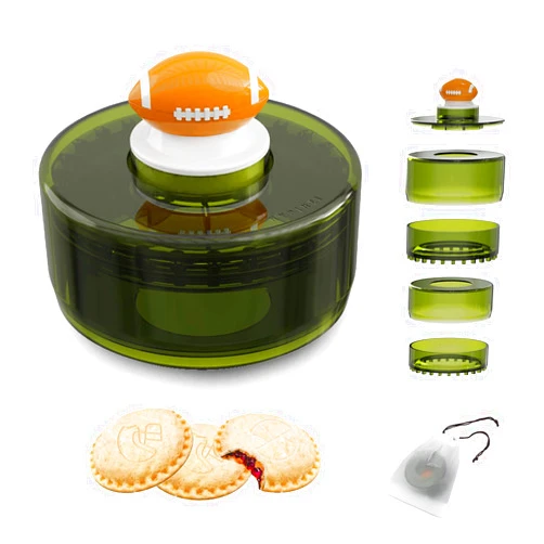 XHPZXF Uncrustables Maker, 5 in 1 Sandwich Cutter and Sealer for Kids, Sandwich Cutter for Boys with Rugby Handle - Bento/Lunch Box Accessories(Green)