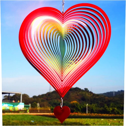 DJUAN Wind Spinner Red-Yellow Gradient Love Heart 3D Metal Hanging Wind Spinners Worth Gift Stainless Steel Yard Art Decorations Indoor/Outdoor Kinetic Wind Sculptures & Spinners…