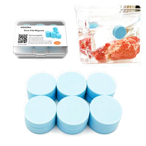 MOMODA MOMOMA Sous Vide Magnets 12Pcs-Food-Grade Silicone Coated Weights&Clips, Keep Bags Submerged, Works on All Machines, Multi-Use for Cooking, Display, Home&Office (Sous Vide weights-12pcs Round)