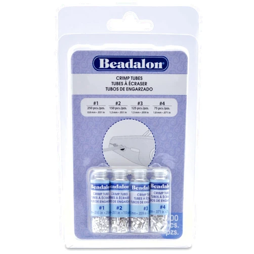 Beadalon Crimp Tube Assorted Sizes Variety Pack Silver Plated - 600 pcs, Size 1, 2, 3, 4, for Jewelry Making & Beading
