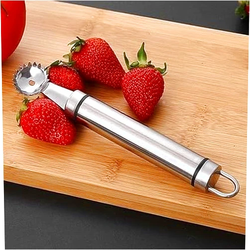 DPWOUM Stainless Steel Strawberry Huller and Tomato Stem Corer Tool Multi-Function Stainless Corer and Pitter Remover for Strawberry Gadgets Kitchen Tool Blade Craft Fruit Tools Fruit and Vegetable Corers