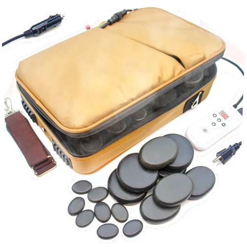 Goodtar Portable Hot Stones Warmer Set Spa Salon Massage Digital Electric Heater Kit with 16 Basalt Stones