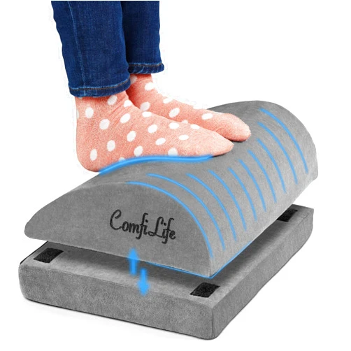 ComfiLife Foot Rest for Under Desk at Work – Adjustable Desk FootRest for Office Chair, Gaming Accessories – Ergonomic Teardrop Design for Back, Hip & Leg Pain Relief – 100% Memory Foam (Gray)
