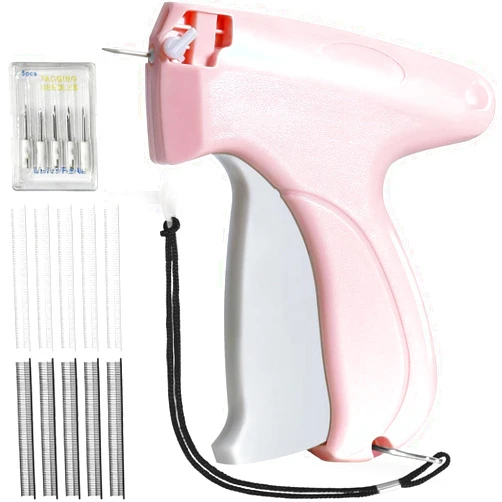 ANTAND Upgraded Fine Stitch Gun Stitchy Quick Clothing Fixer for Clothes,Micro Tagging Gun for Clothing,Mini Speedy Sticky Sewing Gun Hemming Tool with 6 Needles & 8mm 1000Pcs Fasteners (Pink)