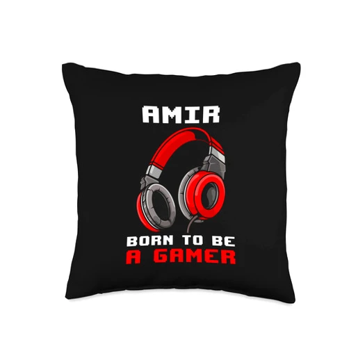 Personalized Gaming Gift Idea And Gamer Quotes Amir - Born To Be A Gamer - Personalized Throw Pillow