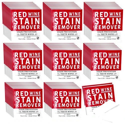 Loopeer 50 Pack Red Wine Stain Remover Wipes for Teeth and Lips Wine Prevention Teeth Wipes