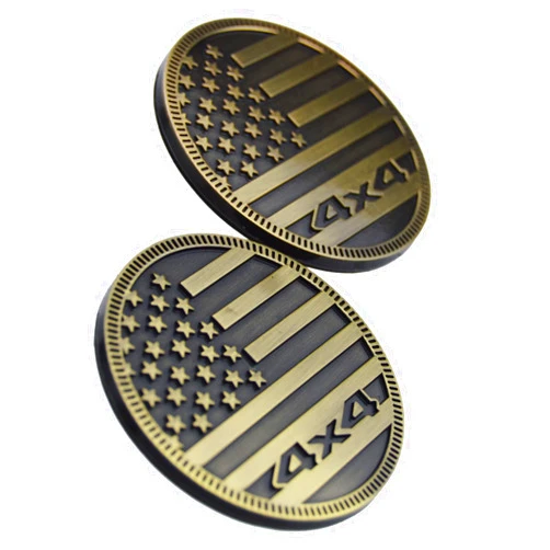 Zorratin 4x4 Off-Road Round Emblem Decal USA US Flag Badge for Jeep Wrangler Grand Cherokee Liberty Trail Rated Pickup Exterior Door Panel Fender Bumper Guard Trunk Tailgate Window Support US Military