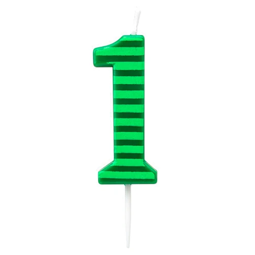 Papyrus Number 1 Birthday Candle, Green Stripes (1-Count)