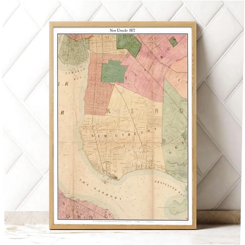 MG Global Historical Poster of Old Utrecht 1872 New York Genealogy Kings Westchester| 11x17 12x18 16x24 24x36 Unframed Print Wall Art for Gift | Vintage Antique Rustic Home Office Decor