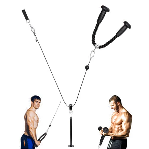 Hikeen Ergonomic Tricep Rope Cable Attachment with Anti-Slippery Rubber Grip,Tricep Pull Down Attachment -Reduces Wrist Pressure and Skin Rubs,Tricep Pull Down Rope for Gym & Home Gym with Carabiner