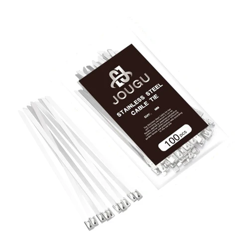 JOUGU Metal Zip Ties 11.8 inch 100pcs 304 Stainless Steel Locking Cable 250LB 300mm Heavy Duty Exhaust Wrap Multi Purpose Binding for machinery, vehicles, farms, cables, pipes,Fence