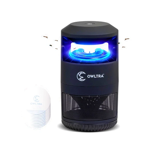 OWLTRA IMT-L60 Indoor Electric Insect Trap, Catcher & Killer Lamp for Fruit Flies, Mosquitos, Moths, Gnats, and More with UV Light Attraction and Fan Suction, Black
