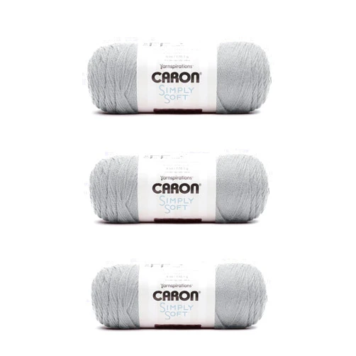 Caron Simply Soft Feathered Gray Yarn - 3 Pack of 170g/6oz - Acrylic - 4 Medium (Worsted) - 315 Yards - Knitting/Crochet