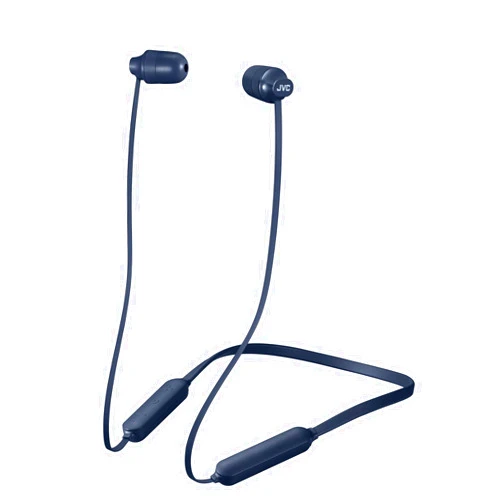 JVC Marshmallow Wireless, Earbud Headphones, Water Resistance(IPX4), 8 Hours Long Battery Life, Secure and Comfort Fit with Flexible Soft Neck Band and Memory Form Earpieces - HAFX35BTA (Indigo Blue)