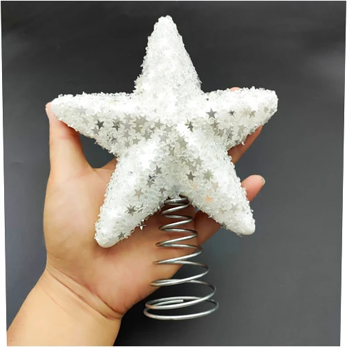 YOOGCORETT Christmas Glitter Star Tree Topper Christmas Tree Topper Decorations - 5.3 x 4.3 Inch, White