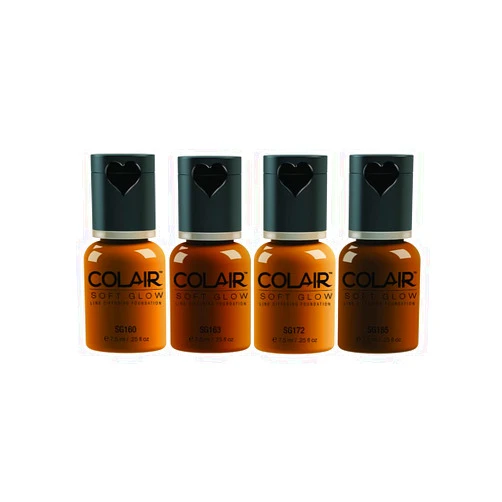 Dinair Airbrush Makeup Foundation | 4pc Dark Shades Set | Soft Glow: Matte Finish | Size 1/4 oz.