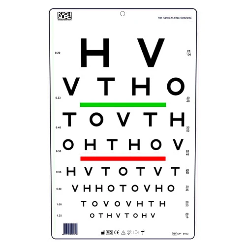 Visionären HOTV Visual Acuity Color Vision Chart 20 Feet