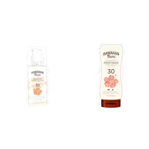 Hawaiian Tropic Weightless Hydration Lotion Sunscreen for Face SPF 30, 1.7oz | Travel Size Sunscreen, Oil Free, Sunblock Face, Mini & Sheer Touch Lotion SPF 30 | Broad Spectrum Sunscreen, 8oz
