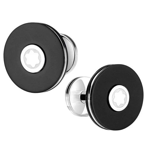 Montblanc Cufflinks - Steel and Black Resin, Black, Metal, No Gemstone
