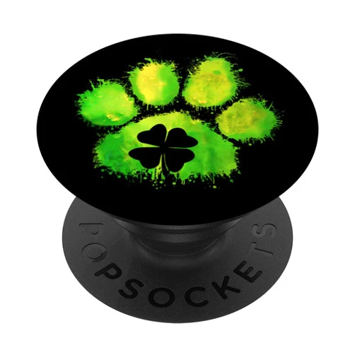 Watercolor Pawprint Gifts Cute Dog Paw Print St Patricks Day Shamrock Green Gift Her PopSockets PopGrip: Swappable Grip for Phones & Tablets