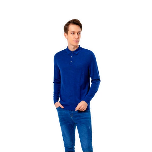 WOSICA Men's 100% Extrafine Merino Wool Long Sleeve Polo