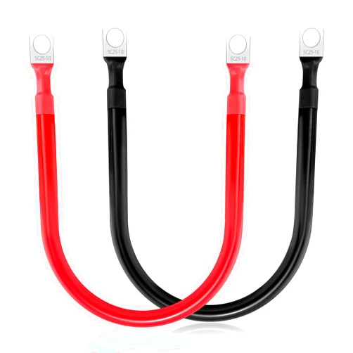 XIOGZAXI 4 AWG Battery Cables, 11.8 Inch Battery Cables with M10 Ring Terminals, Marine Battery Cables Pure Copper, Battery Ground Cable for Motorcycle, Car, Truck, Rv, Boat by XIOGZAXI