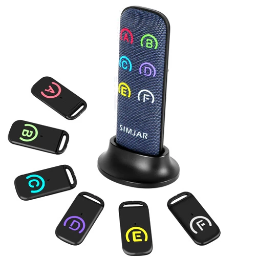 SIMJAR Key Finder with Thinner Receivers & Advanced Fabric Remote, Simjar 80dB+ RF Item Locator with 131ft Working Range, 1 RF Transmitter & 6 Receivers…