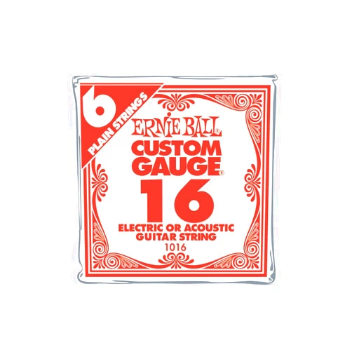 Ernie Ball Nickel Plain Single Guitar String .016 Gauge 6-Pack