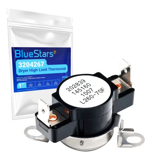 BlueStars 3204267 Dryer Safety Thermostat Replacement - Compatible with Frigidaire Kenmore Electrolux Dryers - Replaces 508516 73204267 AP213147