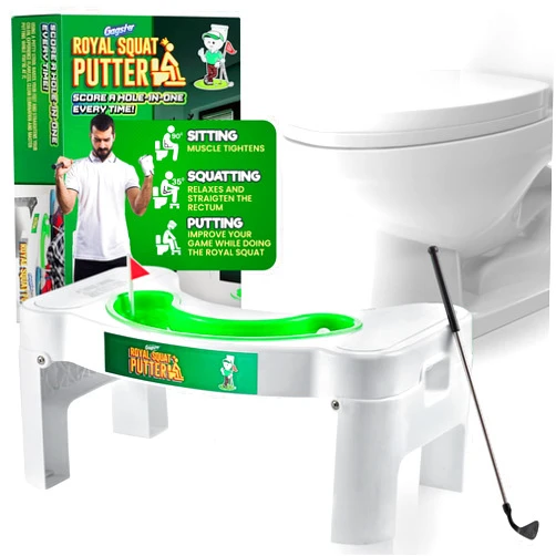 Gagster Royal Squat Putter - Mini Golf Toilet Game - Bathroom Stuff for Men - Foldable Potty Games for Adults - White Elephant Gift Ideas for Office - Indoor Golf Game for Men - Funny Gag Gifts