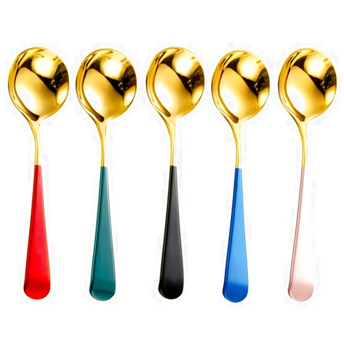 Hemoton 5Pcs stainless steel spoon metal dinner spoons kids tablespoons antique soup spoons cocktail stir spoons food serving spoon taster mini scoop Ice Tea Spoon Korean child oatmeal