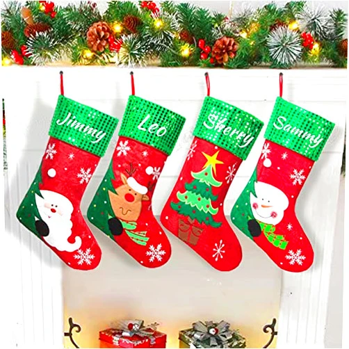 MisUMis Personalized Christmas Stocking(18inch) Decorations for Family Holiday Season (4pack)