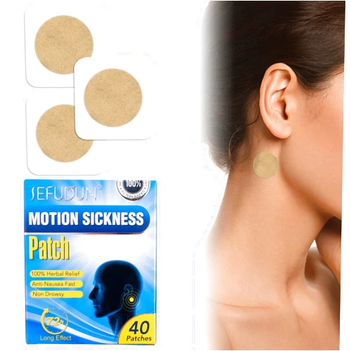 PUREVACY Pack of 40 Motion Sickness Patches for Cruise, Dizziness, Vertigo. Behind Ear Beige Patches for Airplane, Car, Travel Essentials, Seasick Patch with Non Drowsy for Kids and Adults