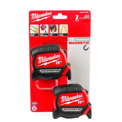 Milwaukee - 48-22-0125G - 25 ft. Magnetic Tape Measure - 2-Pack