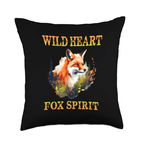 Forest Retreat & Nature Healing meet Shinrin Yoku Wild in Your Heart Forest shinrin yoku Fox Spirit Throw Pillow, 18x18, Multicolor