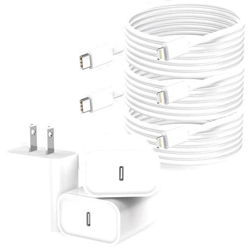 Nuinno Long iPhone Super Fast Charger,3Pack Type C Fast iPhone Charger PD USB C Wall Charger Adapter iPhone Cord Fast Charging Block 6FT Lightning Cable for iPhone 14/13/12/11 Pro Max/XR/XS/X/SE2022/8/7/iPad